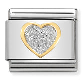 Nomination Composable Classic Link 030220/02 Heart with Glitter Enamel in 18K Gold